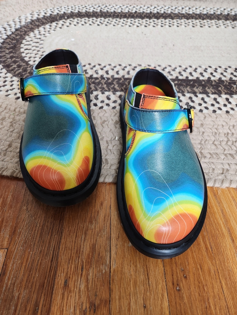 Dr. Martens Multicolor Isham Clog Shoes with Hook-and-Loop Strap